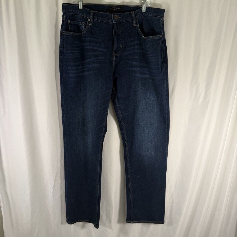 Banana Republic Athletic Fit Jeans Men's 36x34 Dark Wash Straight Leg Flat Front